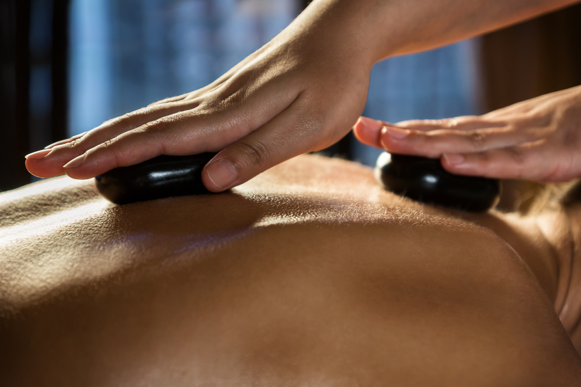 Stone massage closeup